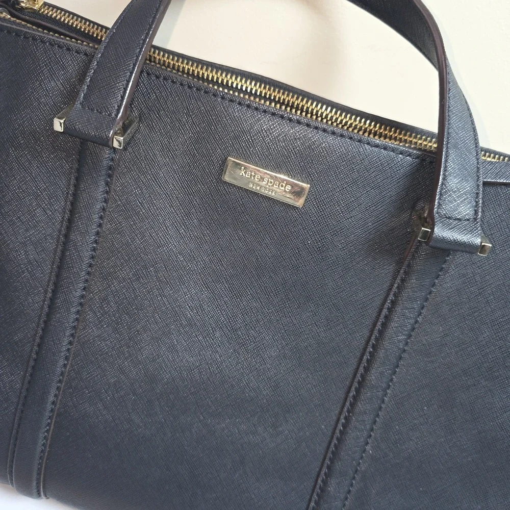 Kate Spade Small Black Loden Newbury Lane Bag Satchel Crossbody Purse Leather‎
